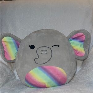 Squishmallows Mila the Gray Elephant With Rainbow Belly Kellytoy Plush 10"